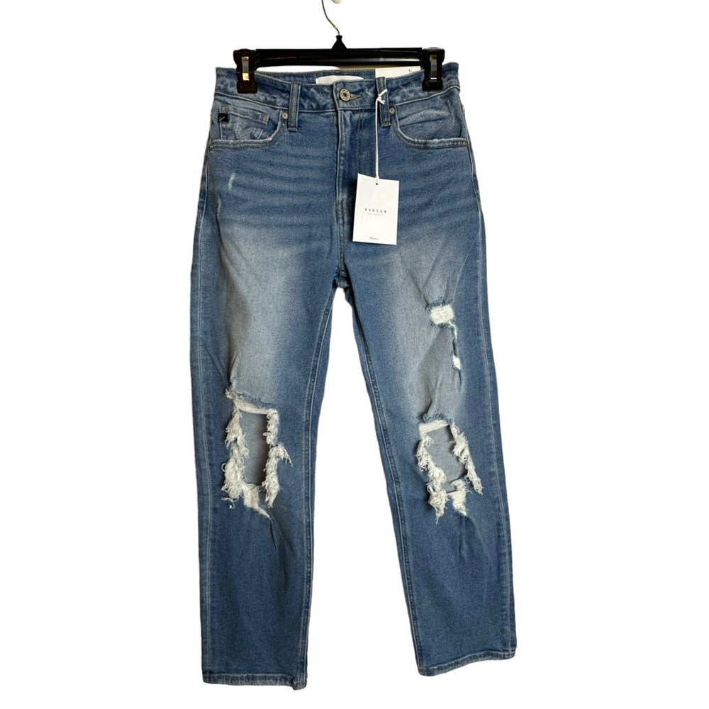 KanCan NWT Blue Jeans Straight High Waist Distressed Women’s Size 5 / 26